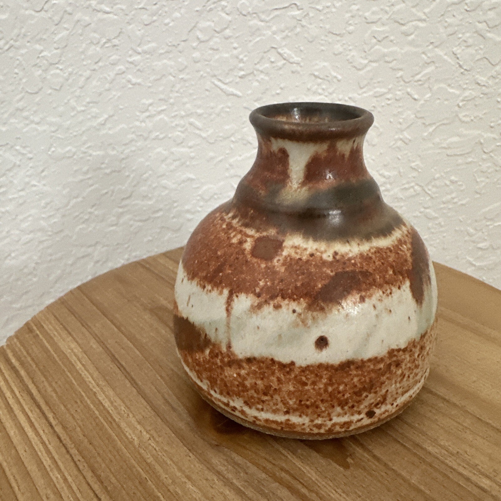 Hand Made Art Pottery Bud Vase Western Decor 3.5 in tall 3 in Wide Earthy Tones