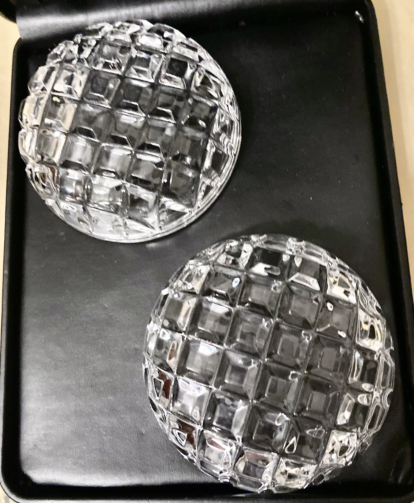 Lead Crystal / GLASS Round Clear Trinket Box 4-1/2” Diameter x 3” High