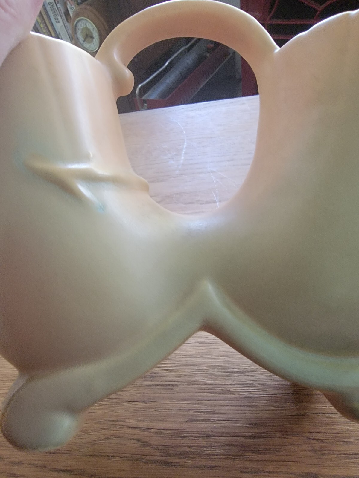 Weller Pottery Wild Rose Double Vase w/ Handle Peach/Pink/Green
