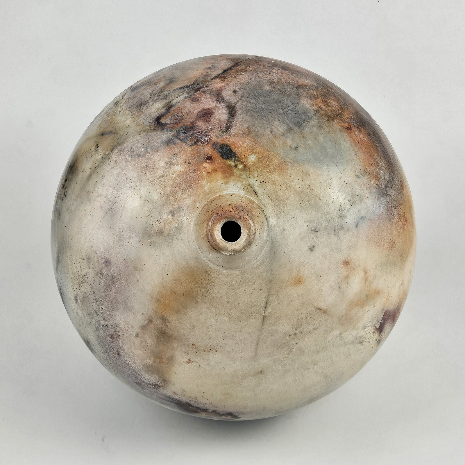 Signed Studio Pottery Raku Pit Fired Orb Bud Vase Art Ceramic