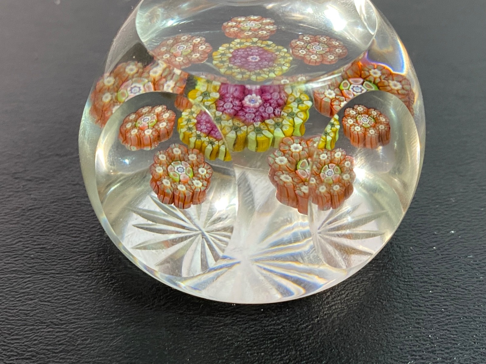 Perthshire Glass Flower Millefiori Garland Faceted Art Glass Paperweight J Cane
