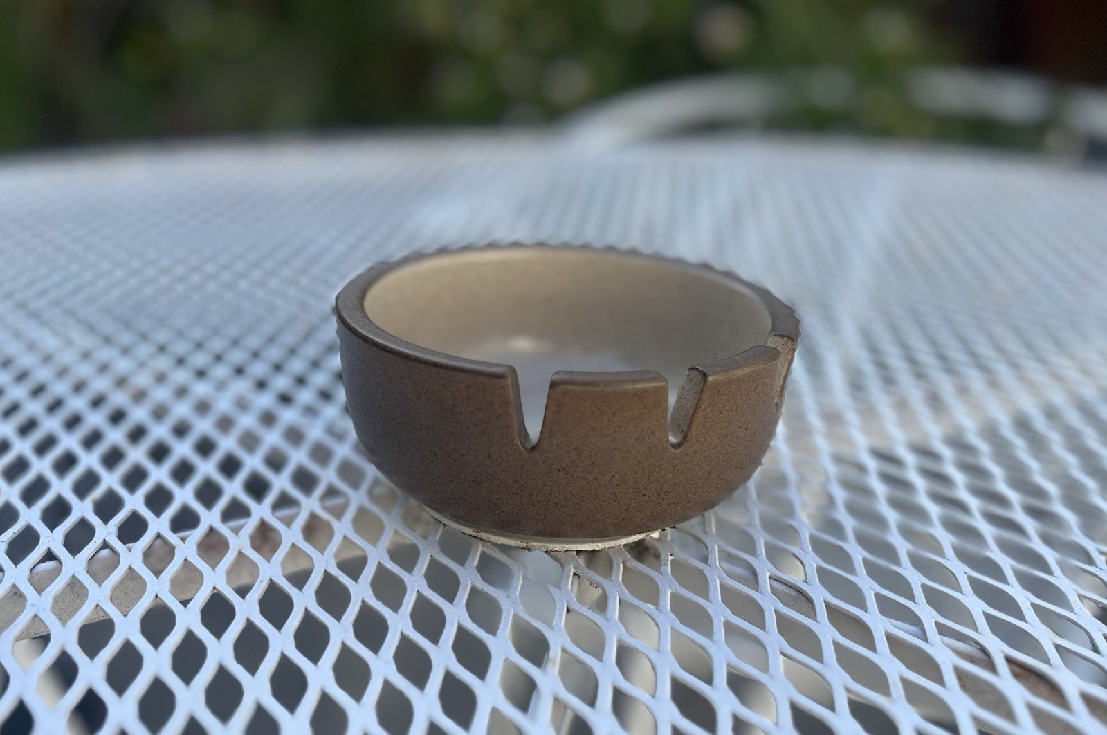 Vintage Heath Ceramics Medium Ashtray Brown And Cream 5”x2” MCM 3 Slot