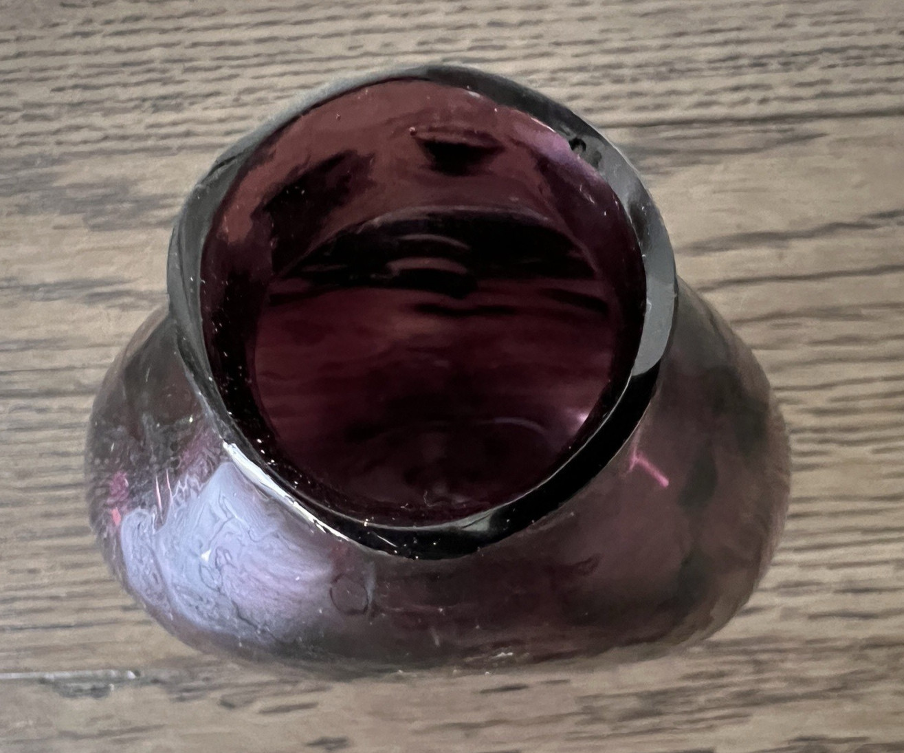 Amethyst Hand Blown Optic Art Glass 5.5″ Tall Flask Vessel Vase Ripple Crude MCM