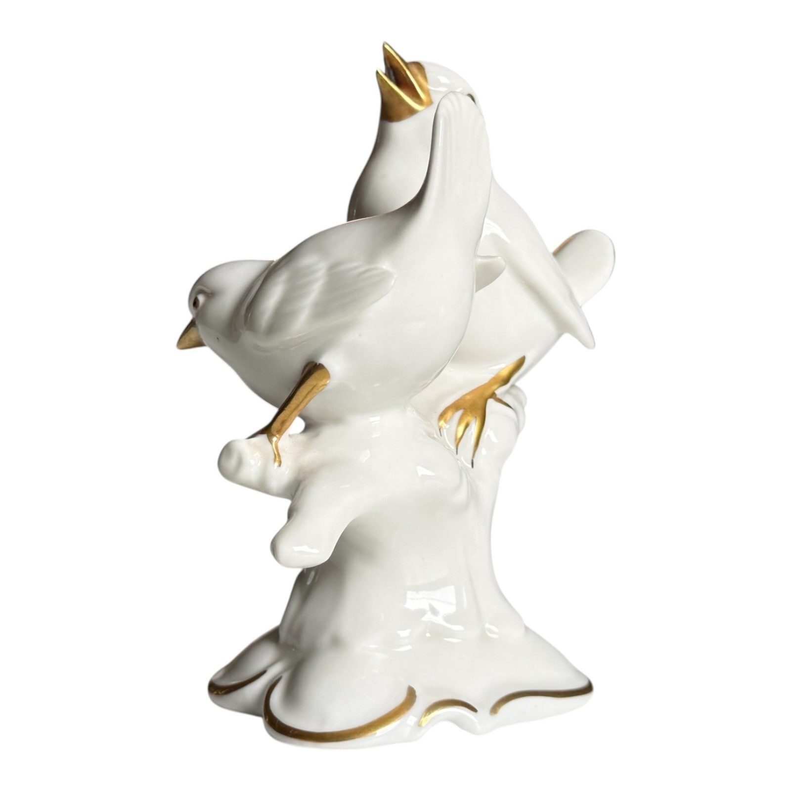 Vintage German Gerold & Co. Bavaria White Porcelain Bird Figurine – Gold Gilt