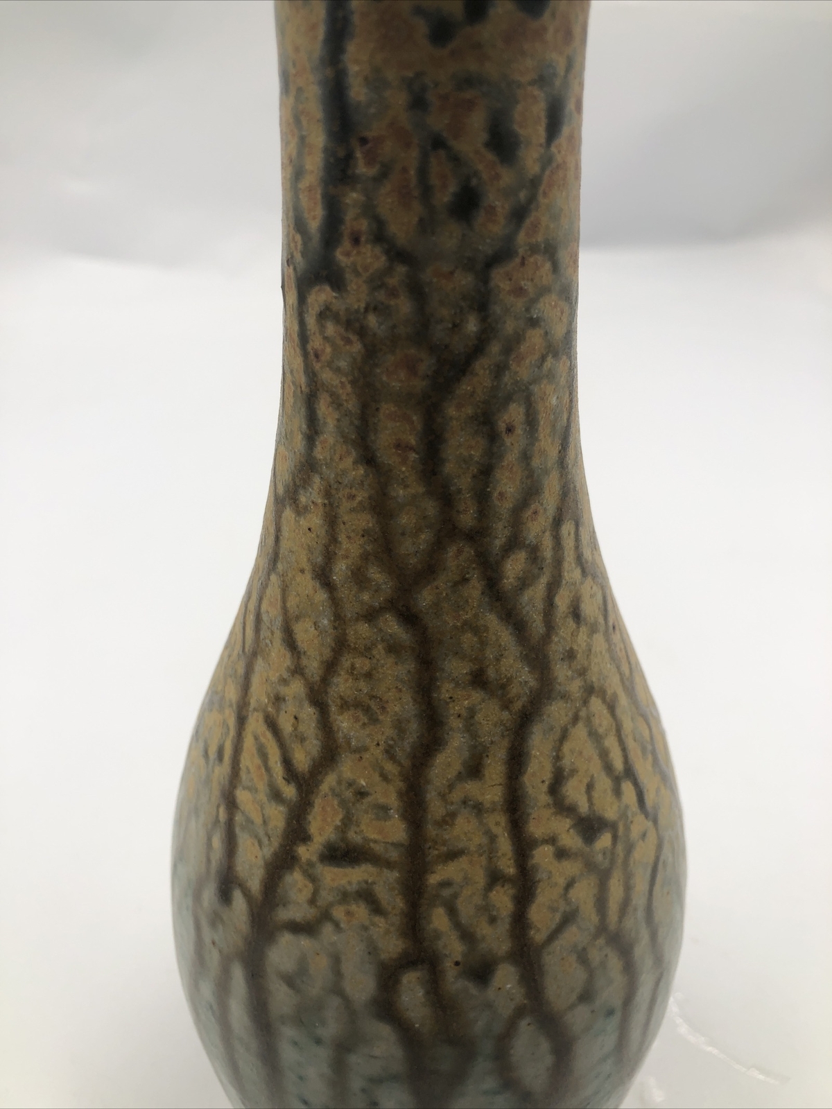 STUNNING JUSTIN TEILHET SIGNED STUDIO POTTERY DRIP VASE Ombre OHIO ARTIST 11.5”