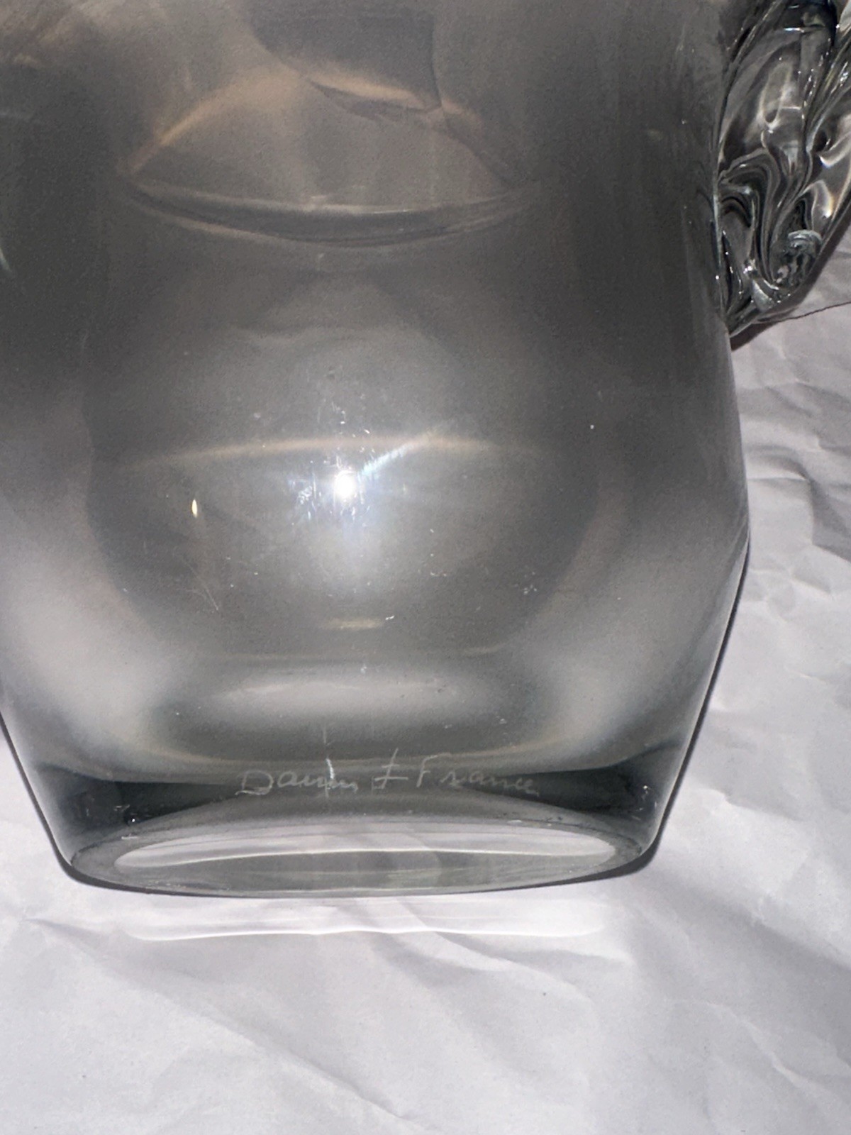 Daum France Large Signed Clear Crystal Vase Heavy Vintage Read