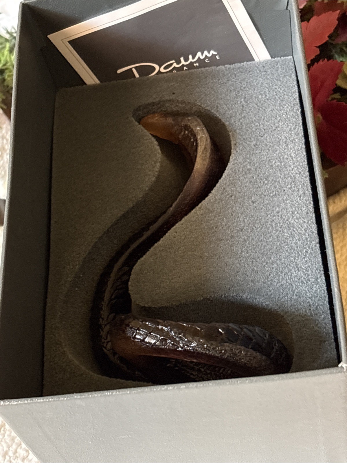 DAUM PATE DE VERRE COBRA SNAKE AMBER 5 inH x 3.5 in W-MINT with Orig Box