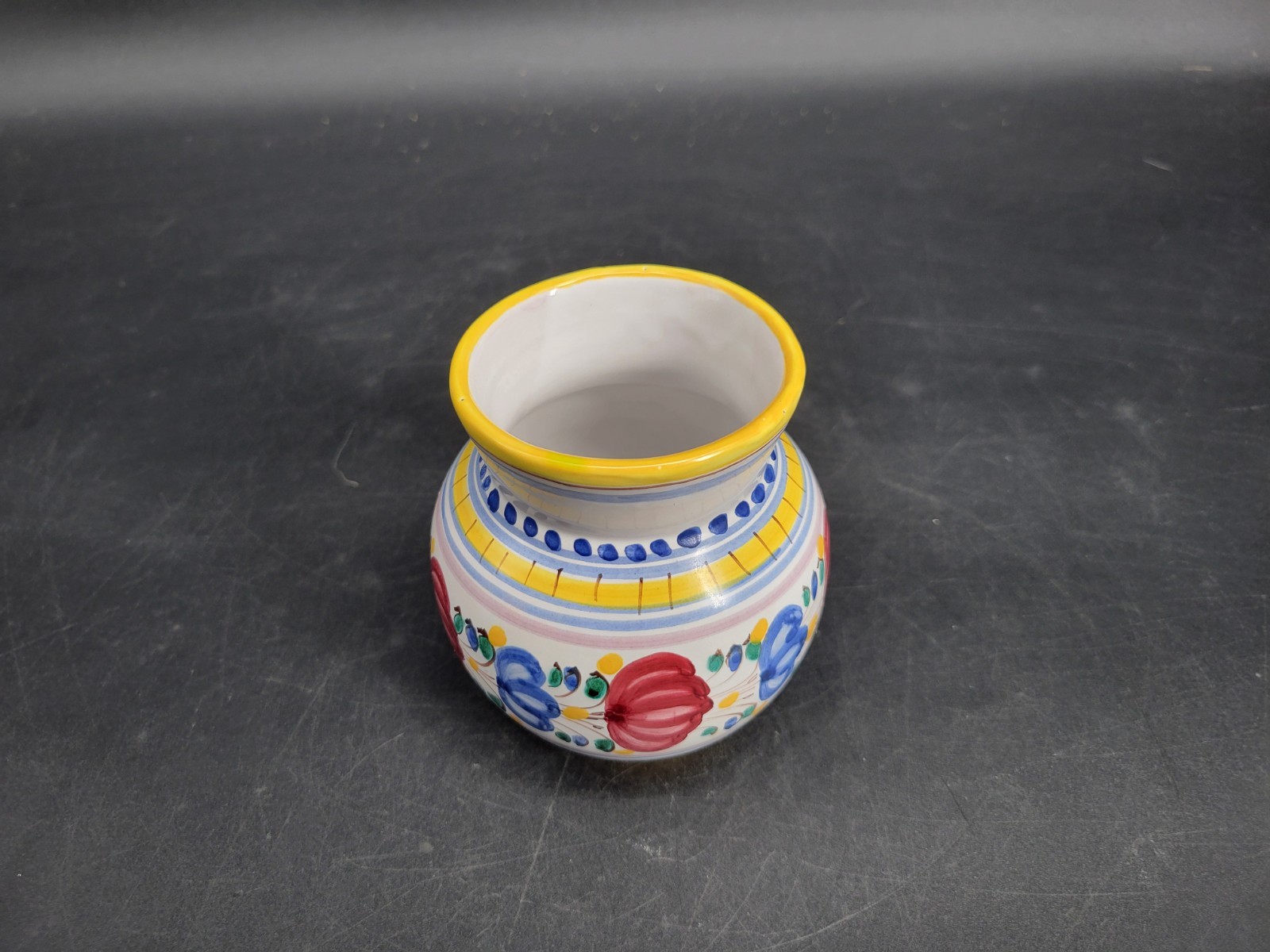 Small Handmade Floral Pottery Vase 4.5 Inches Tall Signed By the Artist