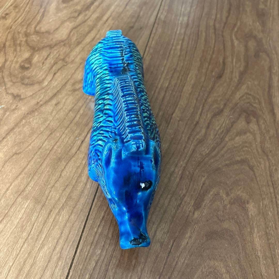 FLAVIA BITOSSI Rimini Blue Wild Boar Figurine Interior 6.1×H3.1in Rare