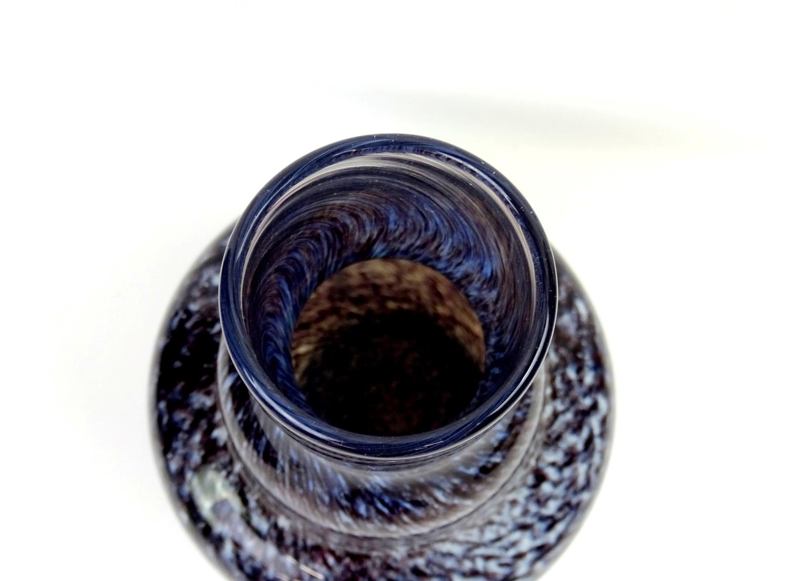 David Funk Signed Art Glass Amethyst Galaxy Swirl Large 10 3/4″ Vase 1970s