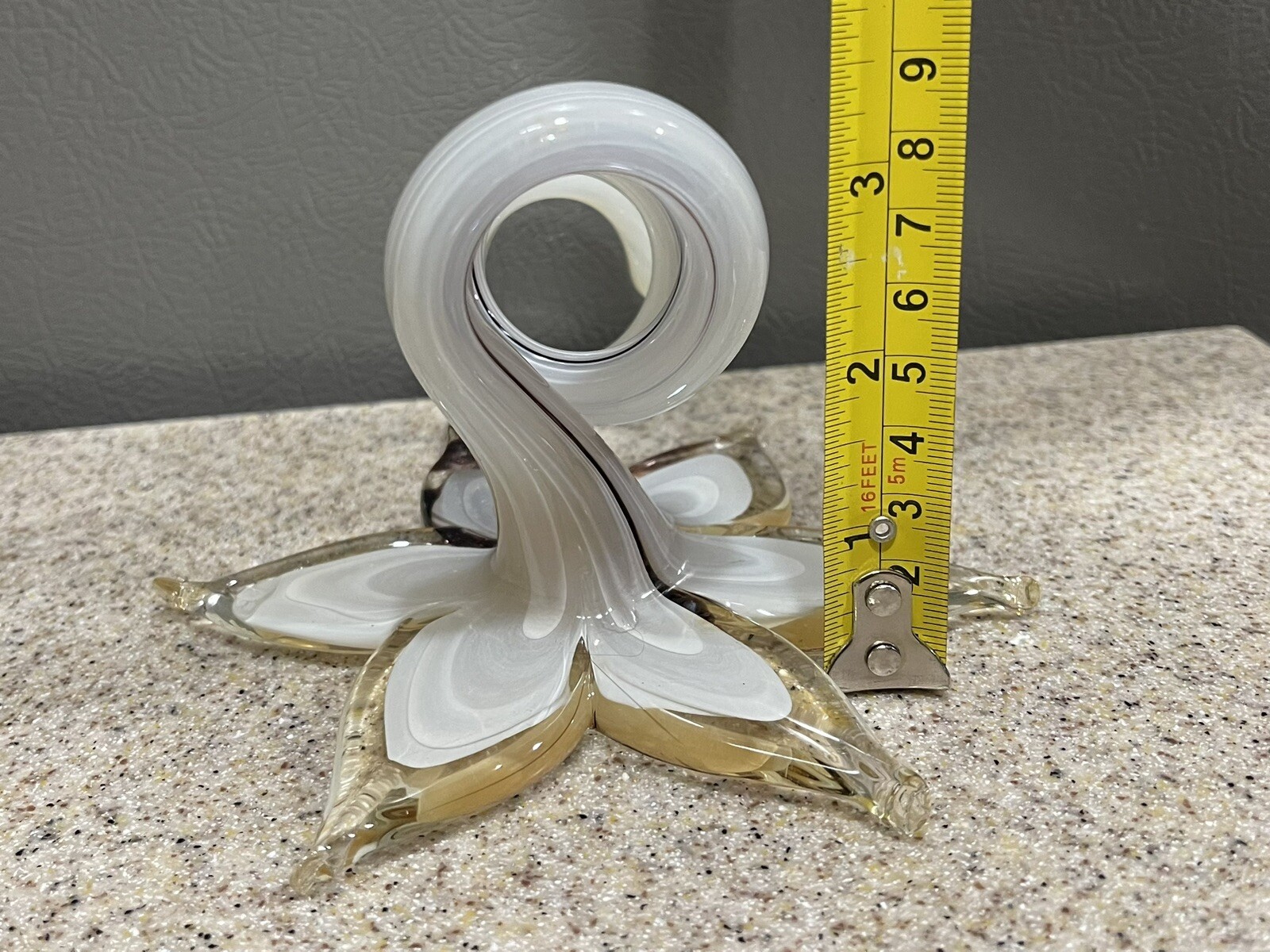 Vintage Murano Style Art Glass Hand Blown Curly Stem Flower Glass MCM Pristine!