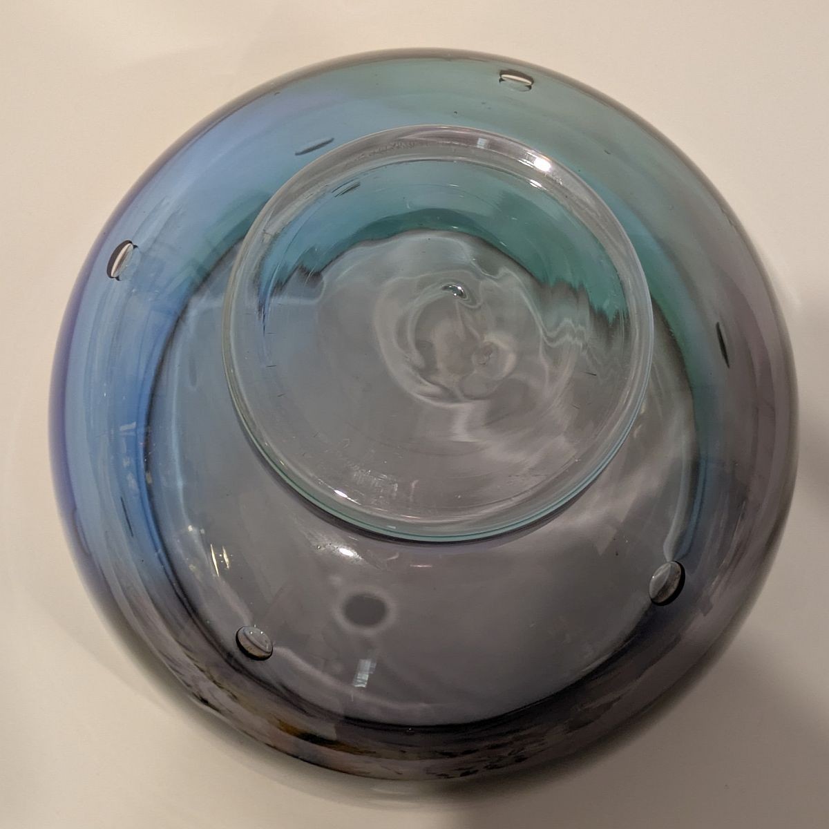 Signed Ole & Marie Hoglund Purple & Green Glass Bowl — NZ Studio Glass Artists
