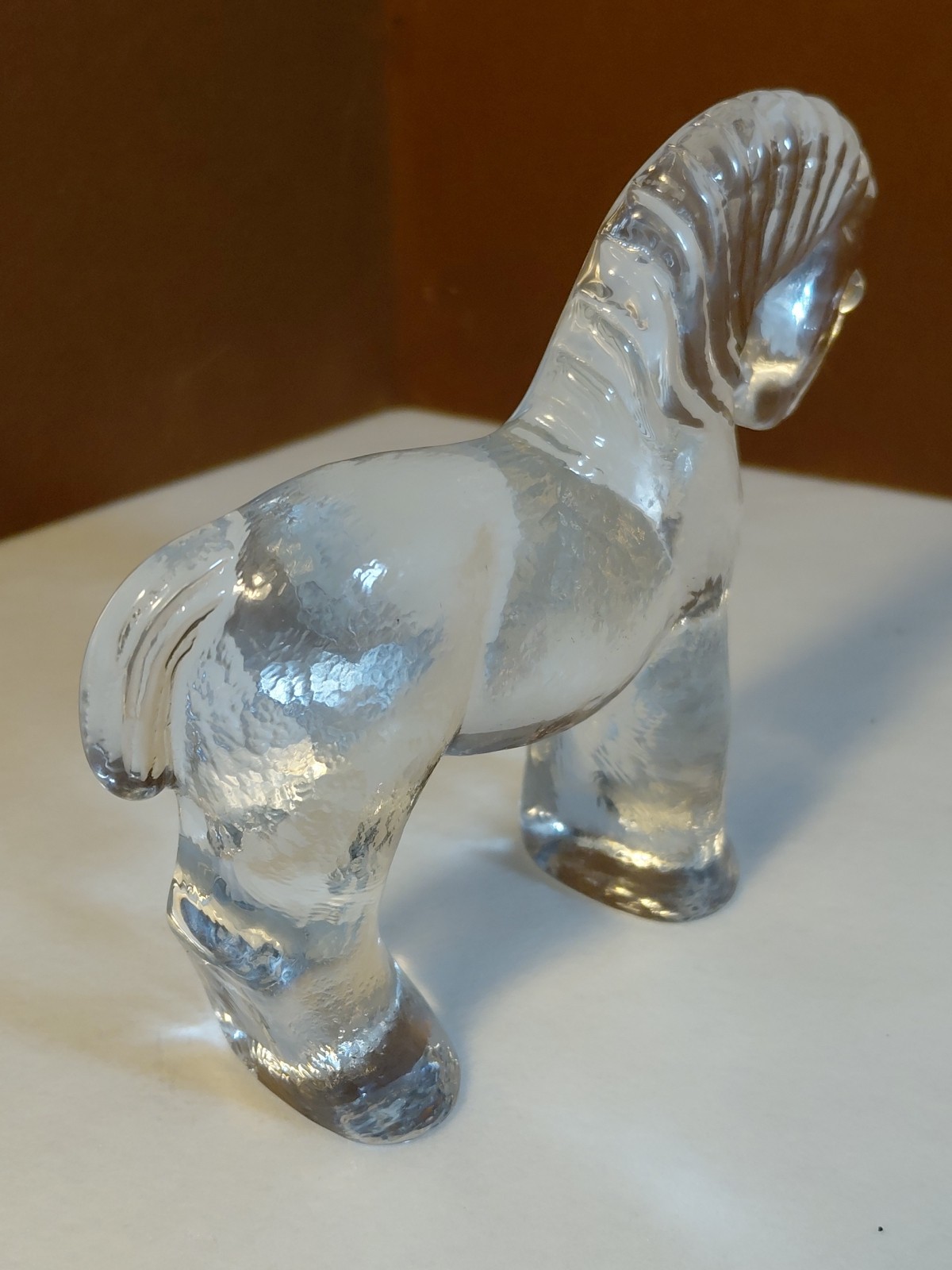 Kosta Boda Glass Horse Zoo Series? Clear Glass Flat Back 4.25″ X 5″ Figurine