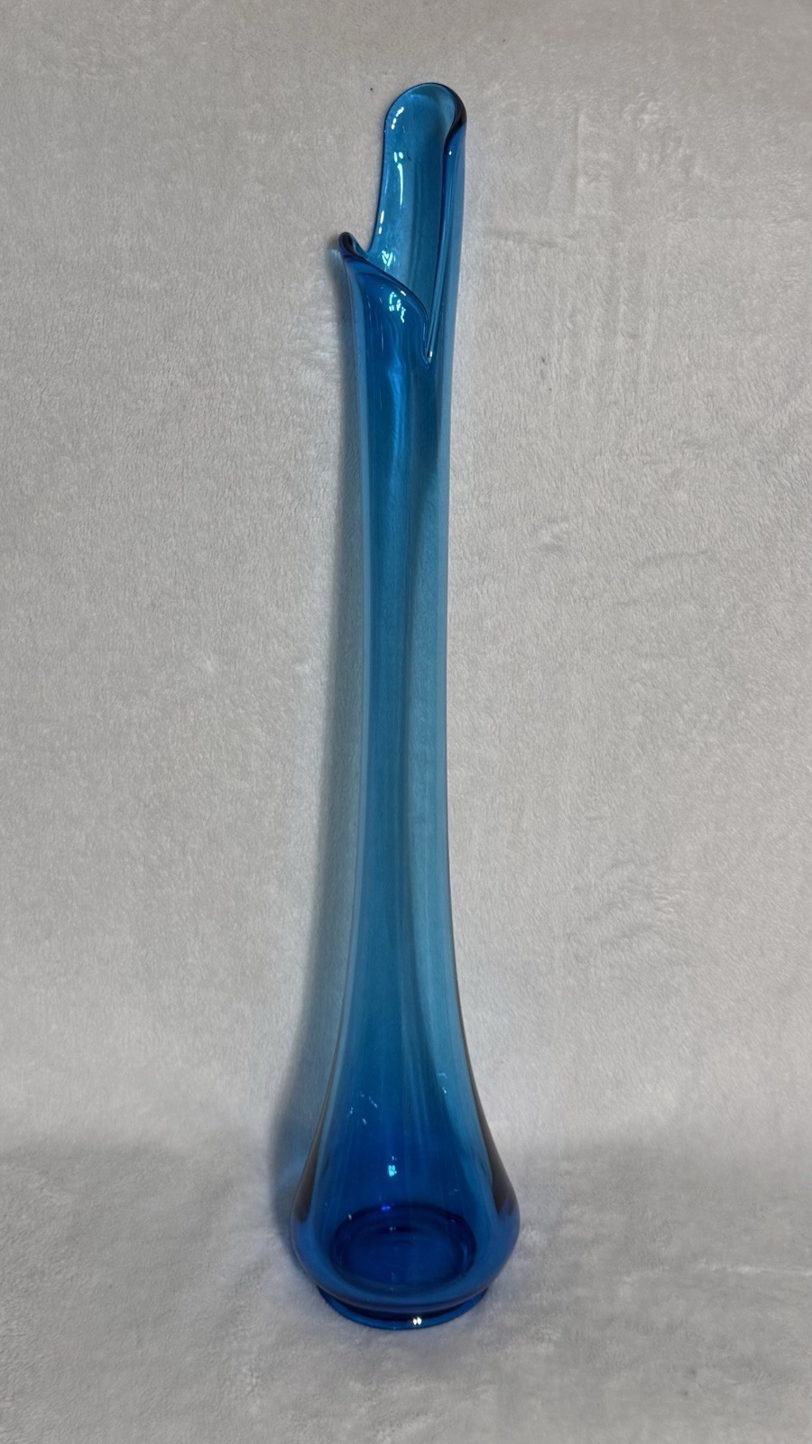 Vintage Mid Century Modern LE Smith Peacock Blue Smooth 25” Swung Vase