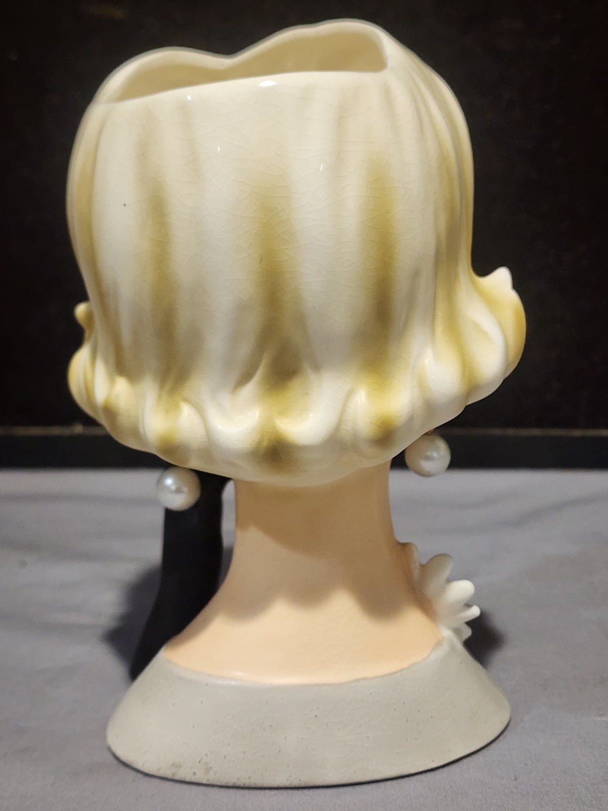 VINTAGE NAPCOWARE C-6429 LADY HEAD VASE DAISY FLOWERS PEARL EARRINGS