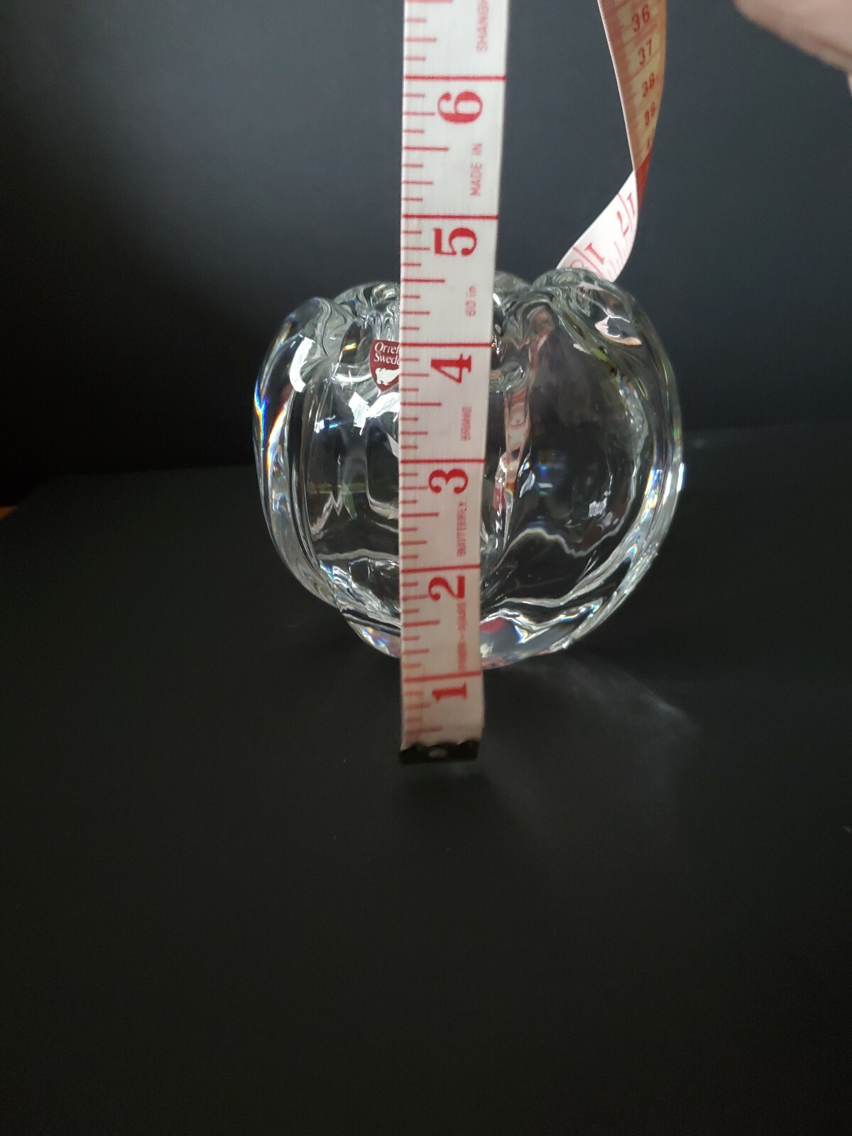 Orrefors Crystal Thick Swirl Waterfall Rose Vase 4 1/2″ High 3+ Pounds Sticker