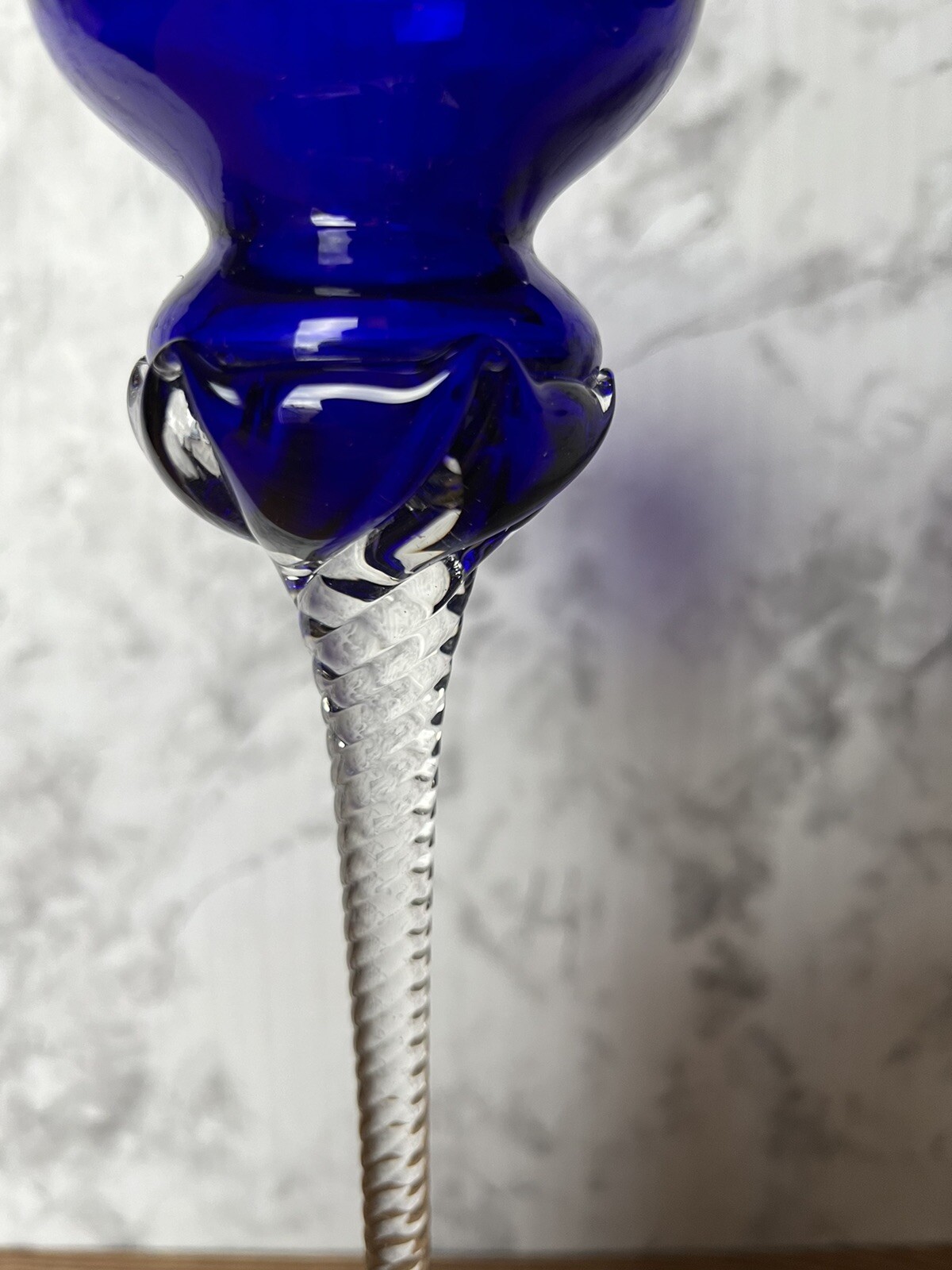 Crystal Clear Industries Art Glass Irene Cobalt Blue Twist Stem Candlestick