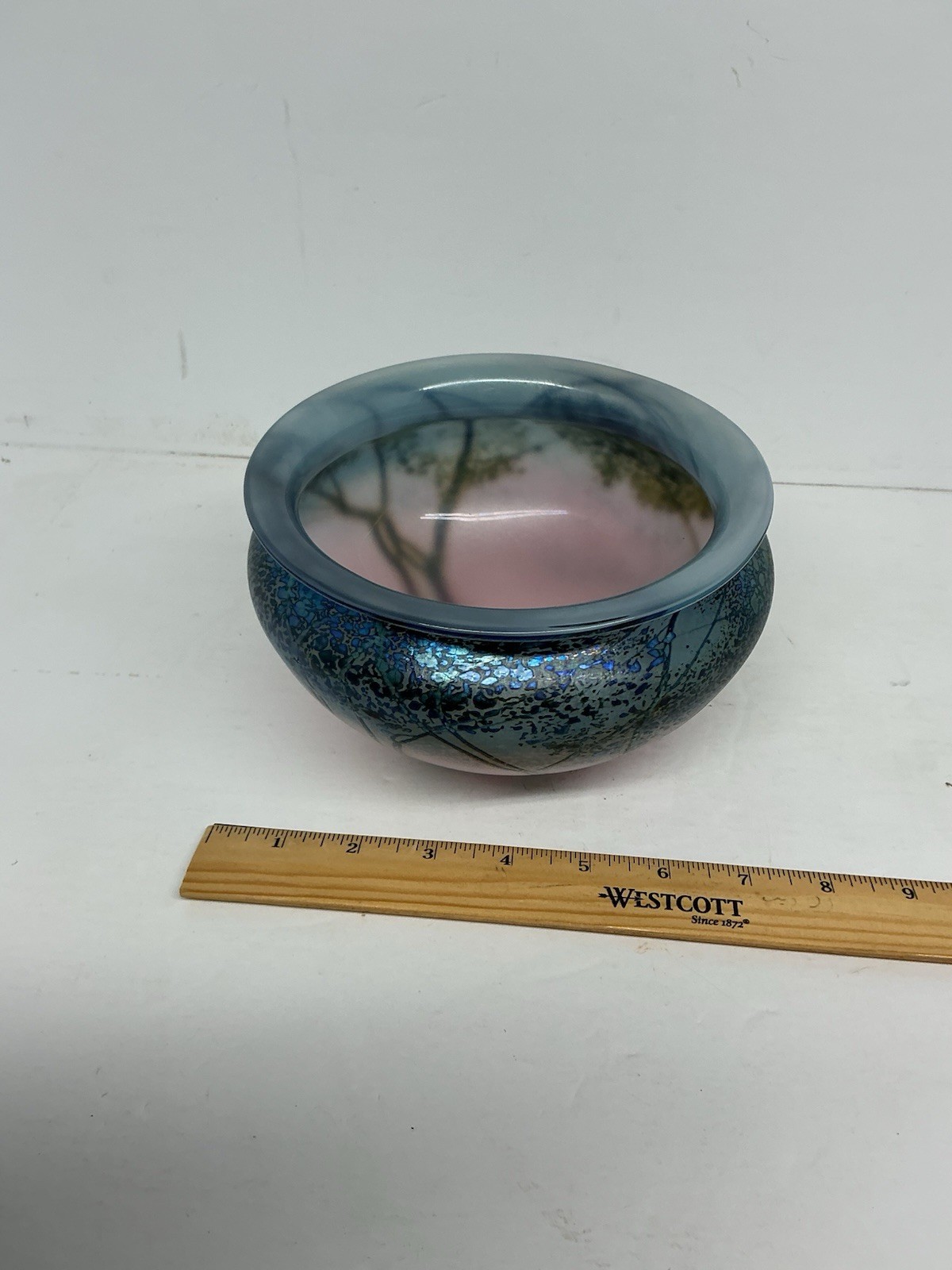 Peet Robison Signed Landscape Series Art Glass Vase Bowl Abstract Tree Design