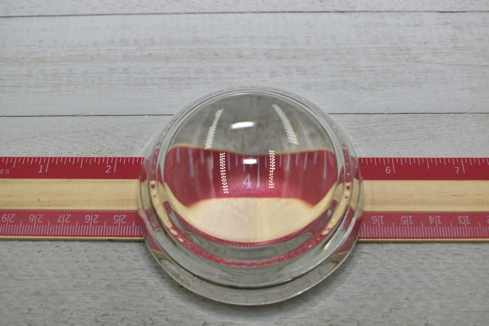 VTG Round Dome Magnifying Glass Paperweight Rippled / Beaded Inside Edge Desk 3″