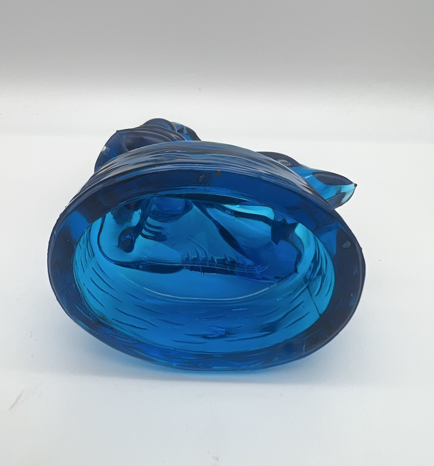 Vintage LE Smith Blue 3D Art Glass Child Girl Geese Decorative Figurine