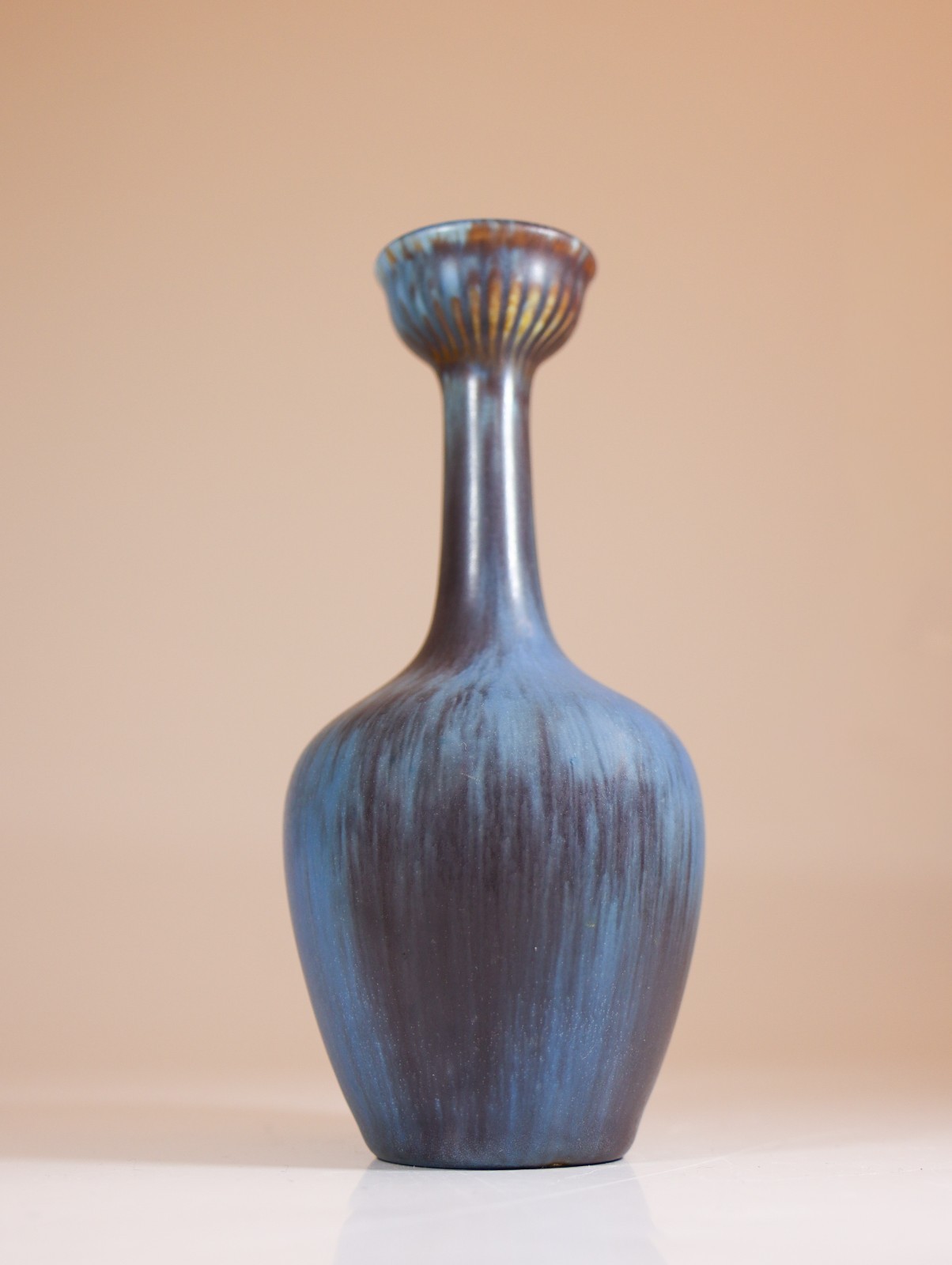 Blue Ceramic Vase Gunnar Nylund, Rörstrand, Scandinavian Midcentury Vintage