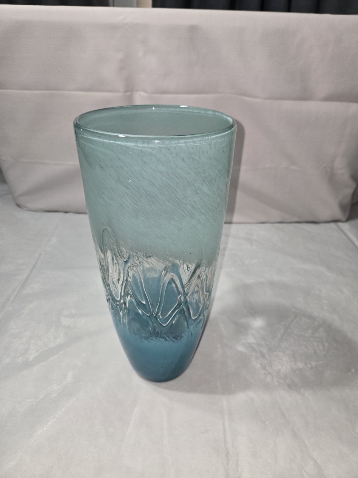 Murano Hand Blown Art Glass Multi Color Green Clear and Blue 14 H x 6 W