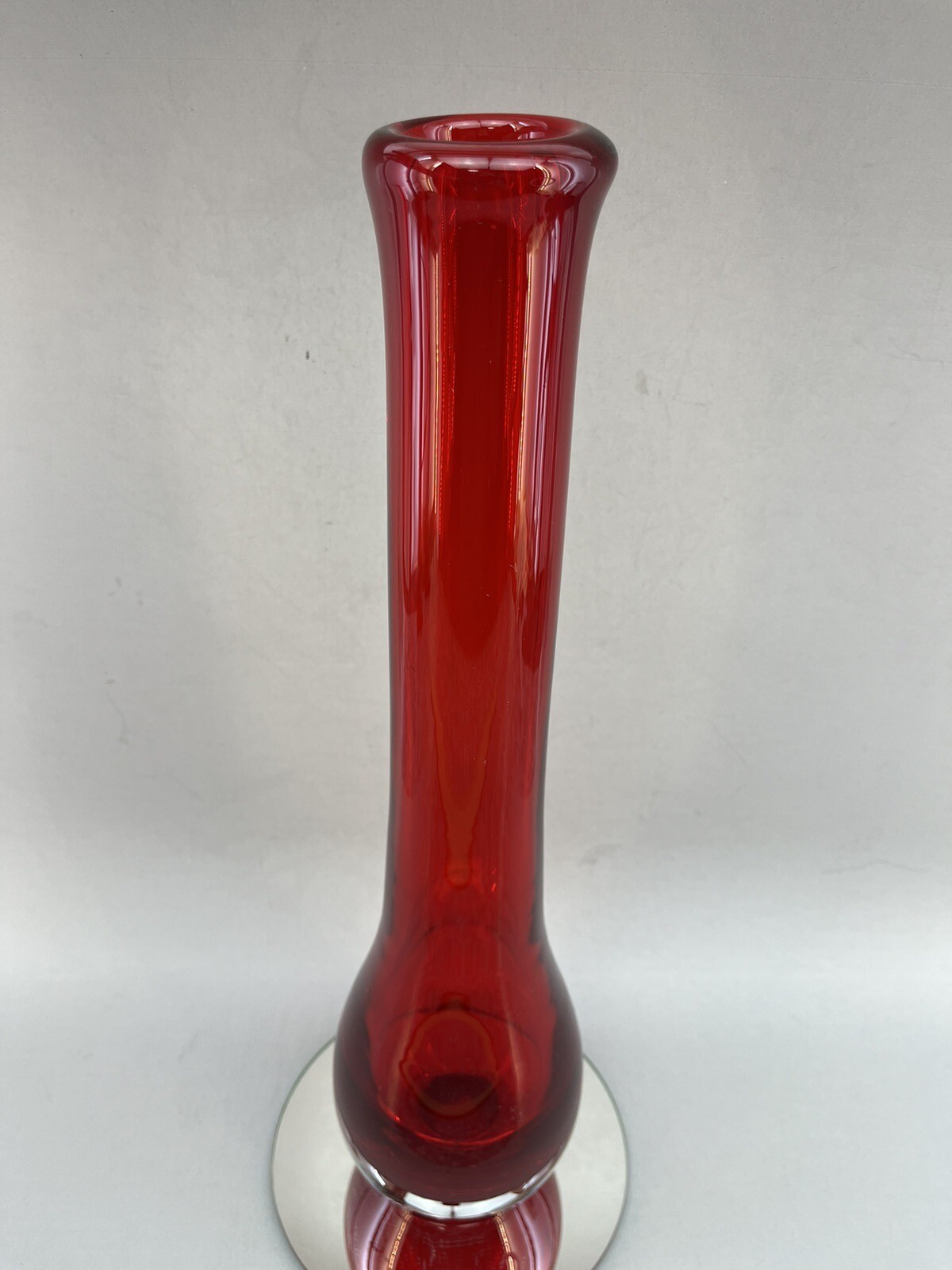 Vintage Design Guild ￼15” Ruby Red Modernist Glass Vase ￼Thailand ￼Cranberry