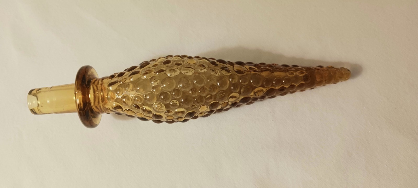 Vintage Empoli Honey Amber Genie Bottle Bubble Hobnail Stopper Only~8″