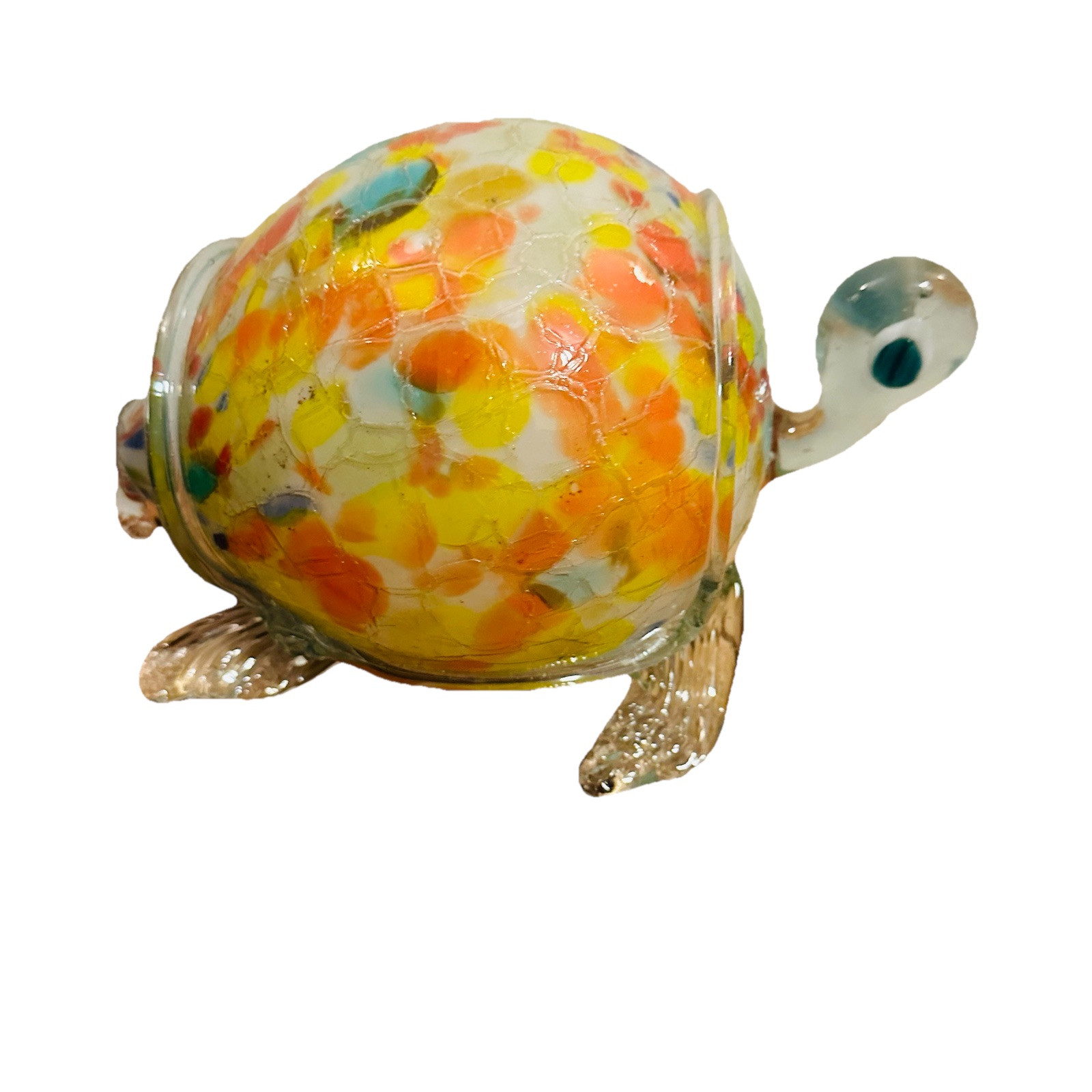 Murano Style Glass Sea Turtle Blown Glass Colorful 9” Art Decor Unique MCM