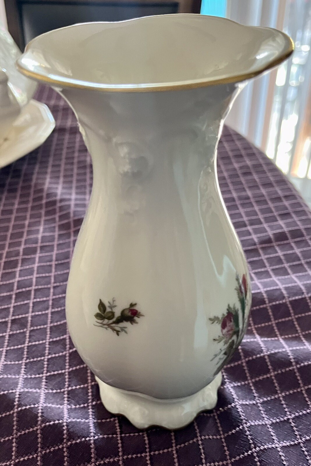 MOLIERE ROSENTHAL CONTINENTAL GERMANY MOSS ROSE VASE 5 3/4″ PINK ROSE BUDS