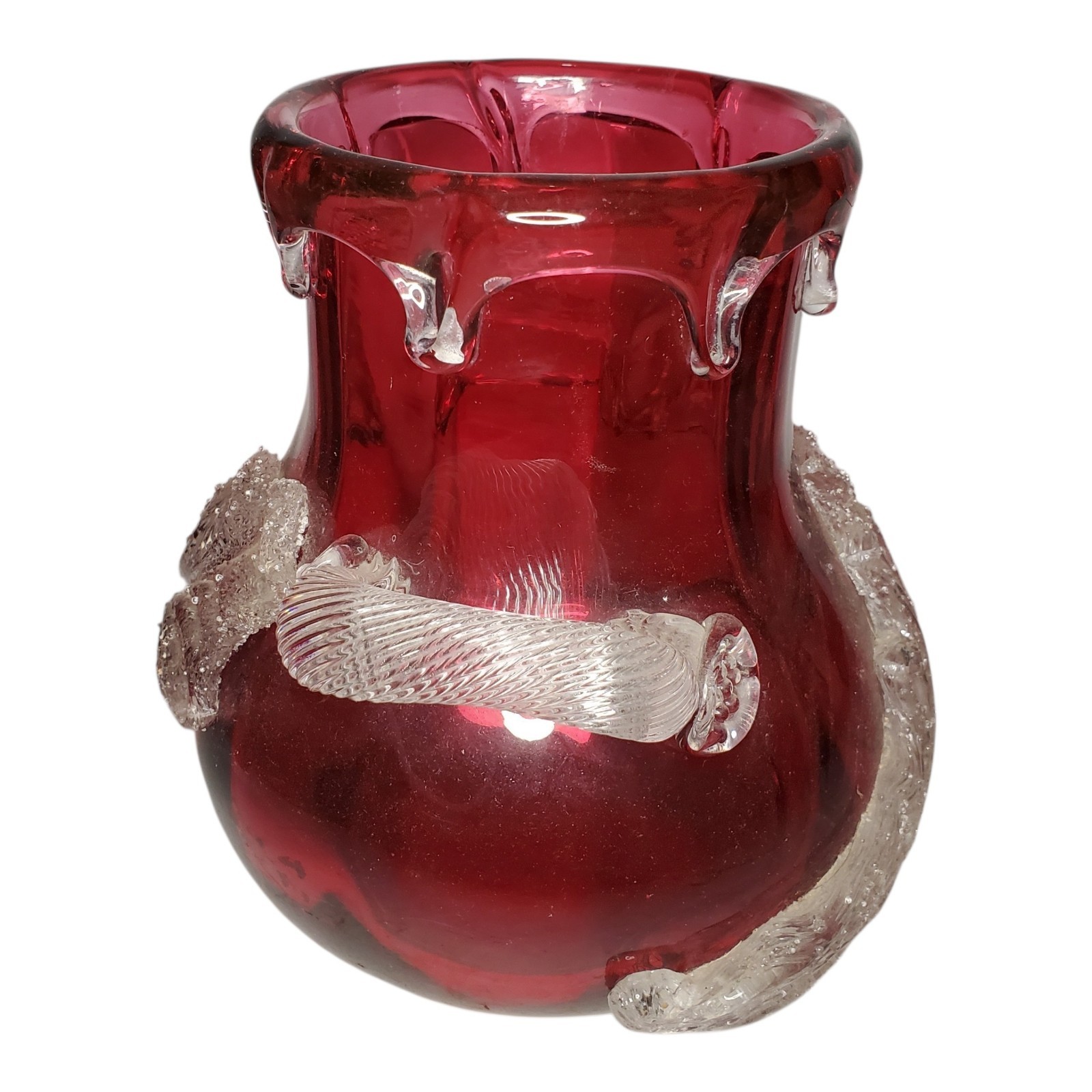 Large Heavy Victorian Era Blown Ruby Art Glass Vase Stourbridge England