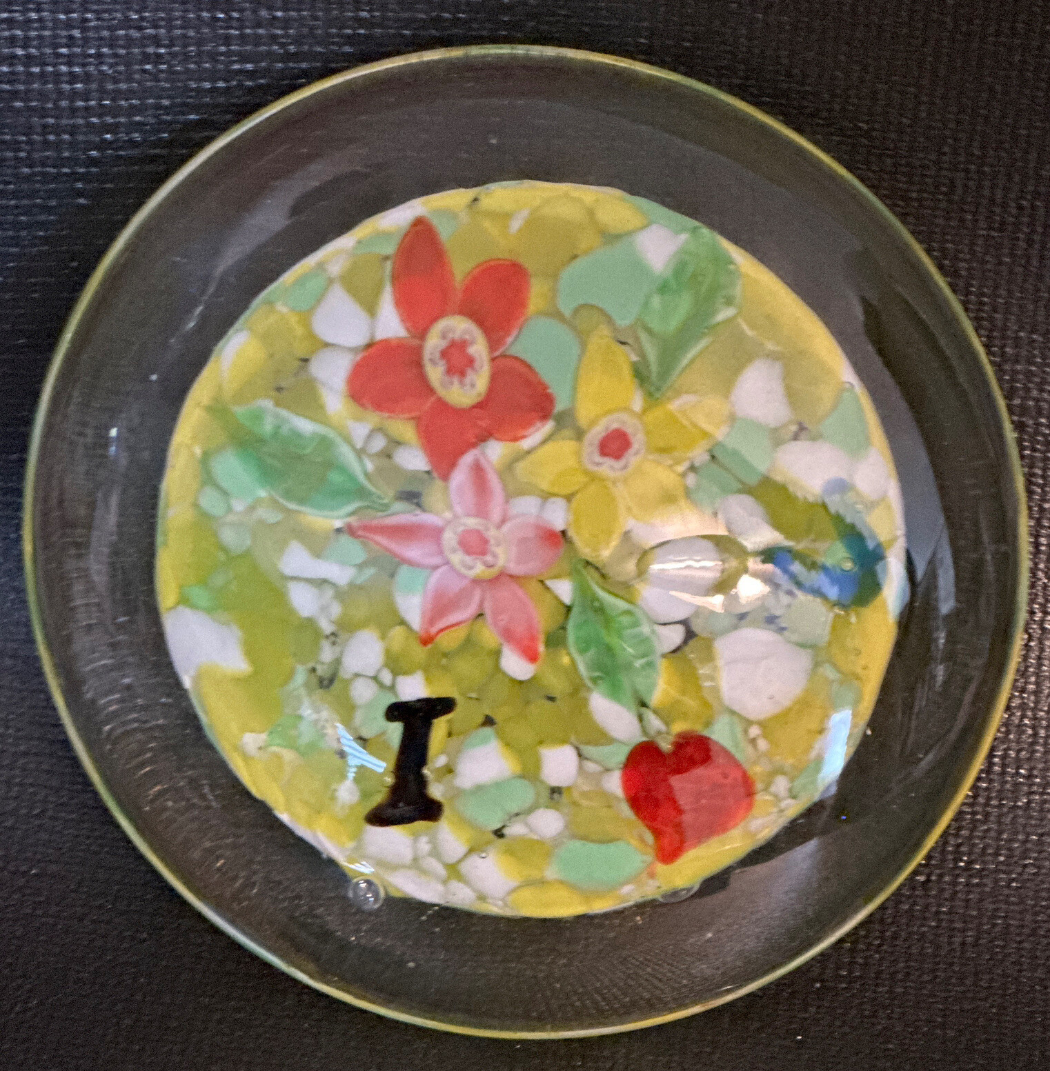 Hand Blown Glass paperweight I ❤️ U (I Love You) 6” W x 1” T paperweight Unique