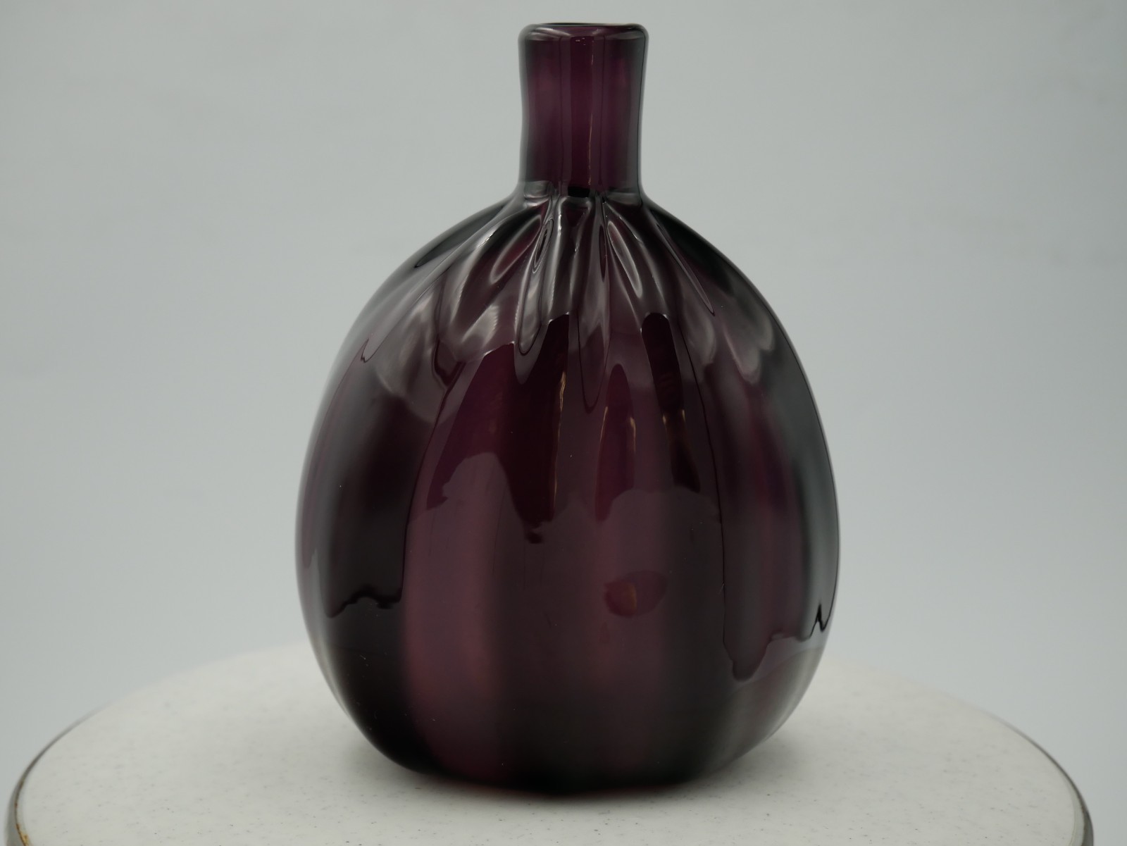 Metropolitan Museum of Art · Amethyst Glass Vase · Ribbed · 6″ H · Signed MMA
