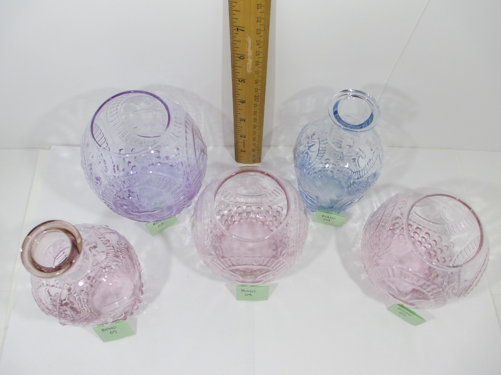 Modern-made blown mold colored glass vase or bottle, sold separately