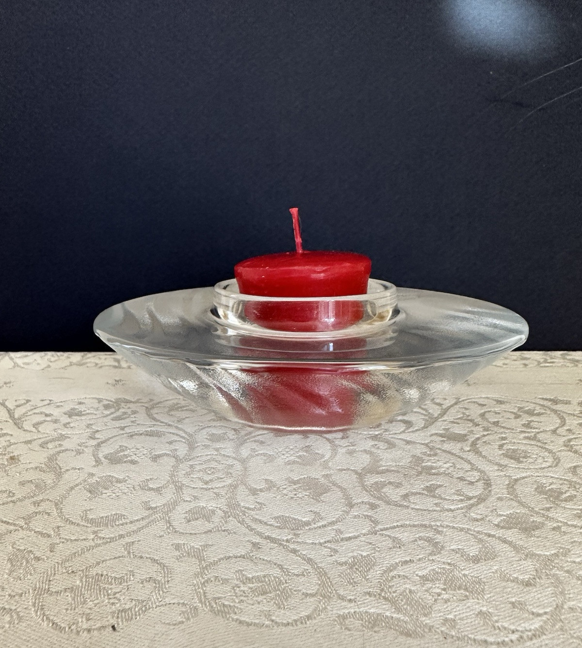 VINTAGE HOLMEGAARD DENMARK CRYSTAL SWIRL VOTIVE CANDLE HOLDER