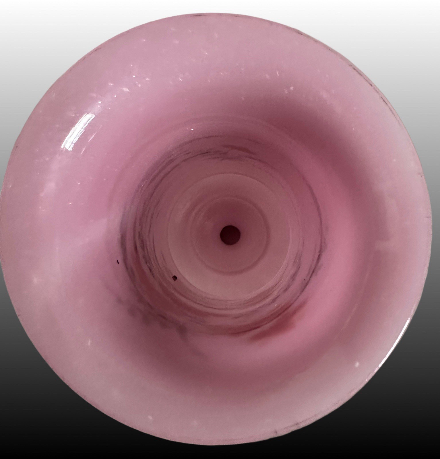 Pair Of Antique Pink Handblown Bristol Glass Pink Opalescent Glass Vases 12.5”