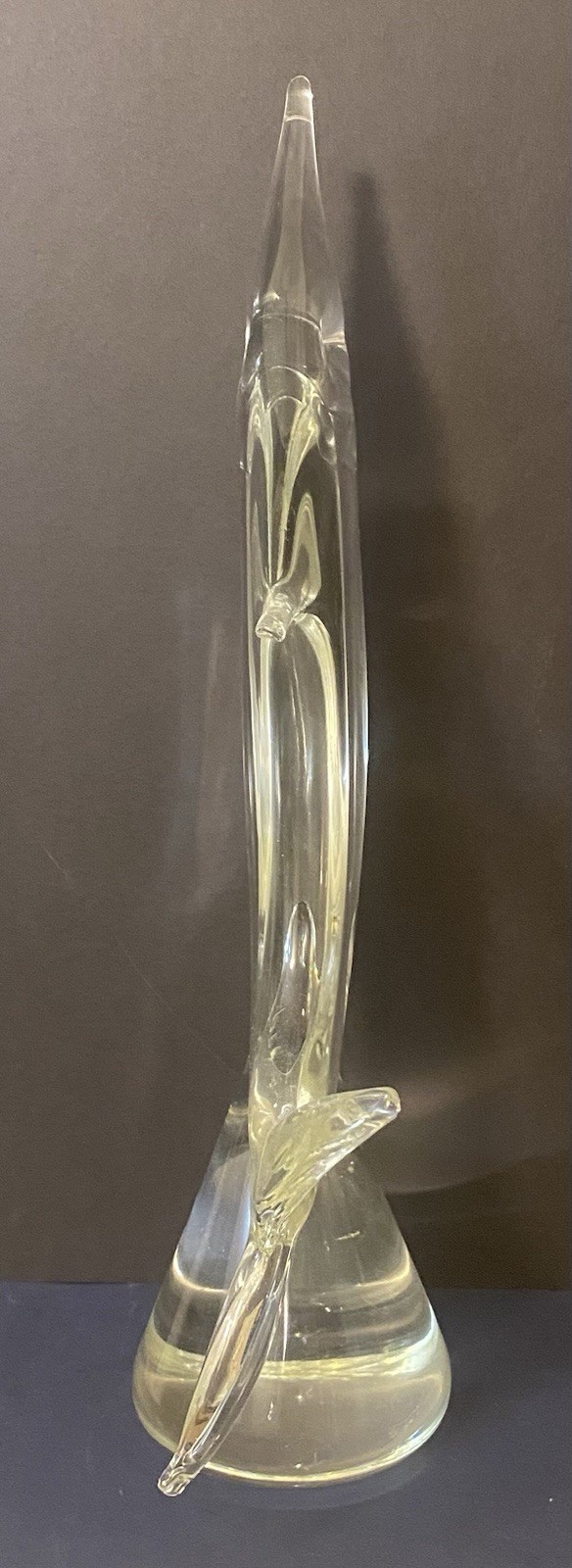 Art Glass Swordfish Sculpture 16” Tall Very Heavy Hand Made
