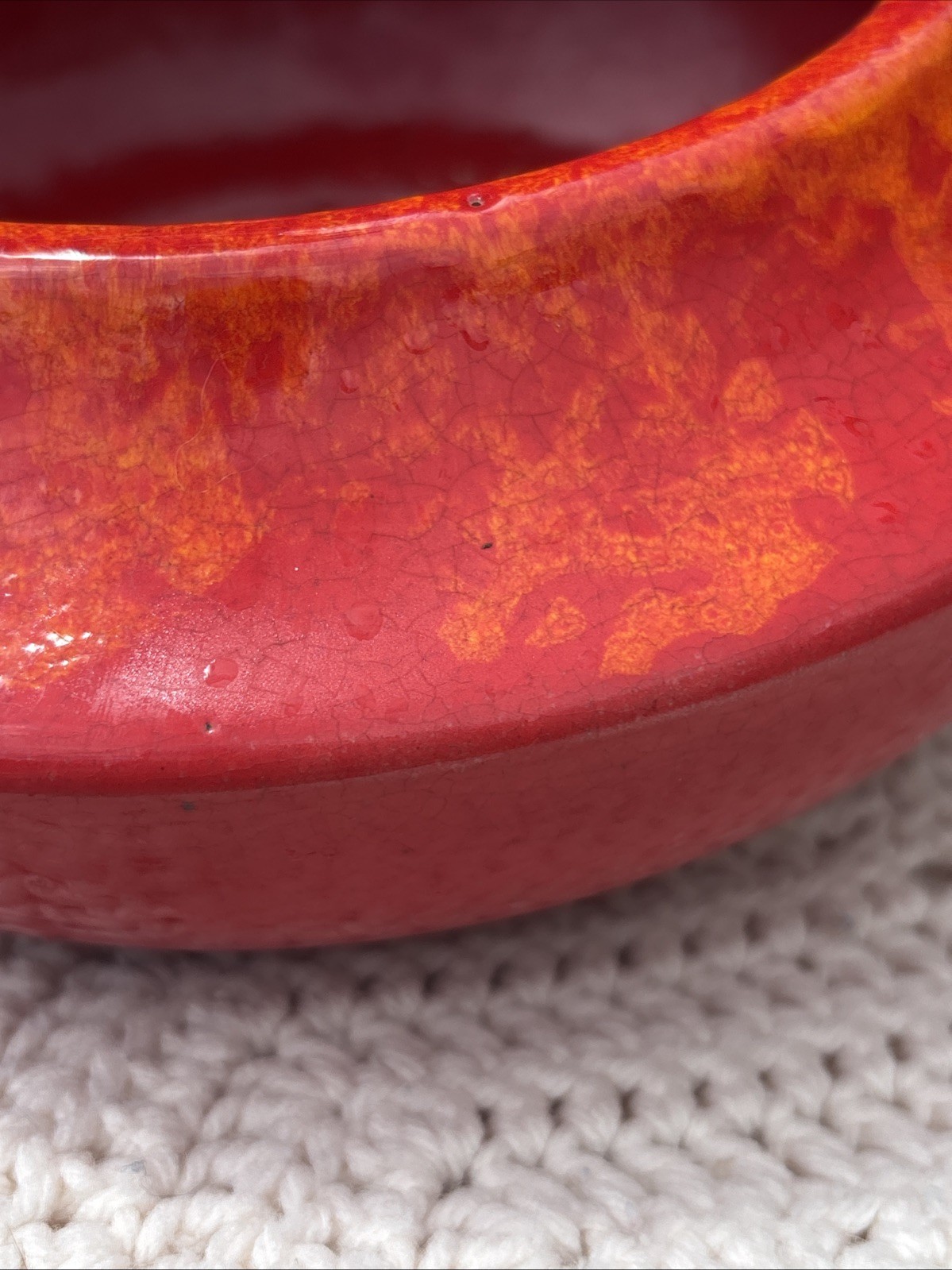 CALIF USA 60s VTG MCM Hot Lava drip Glaze Orange Red Planter Bonsai Pottery NAC