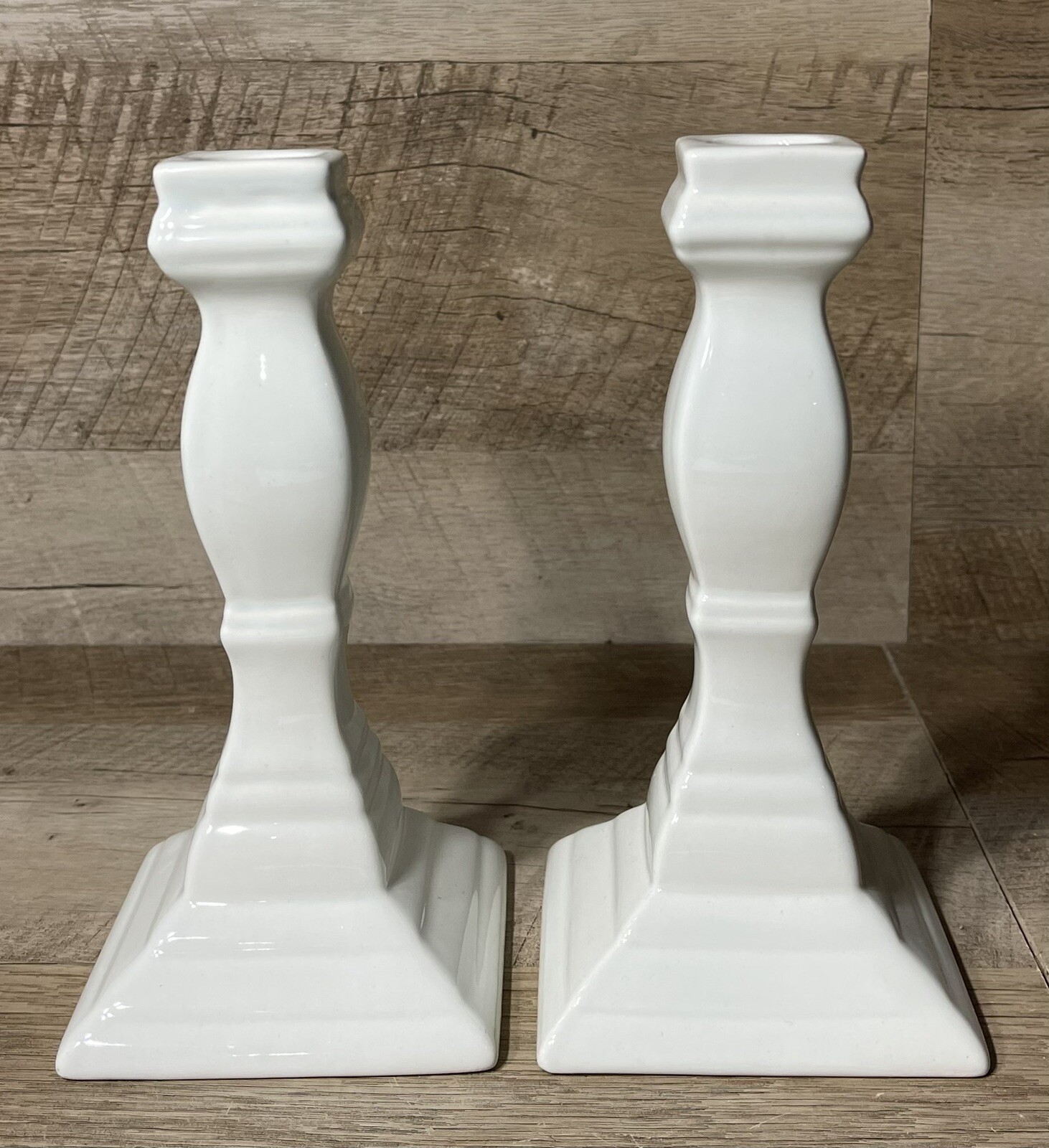 Mikasa French Countryside Candlestick Holders 7 1/4″ White Set Of 2