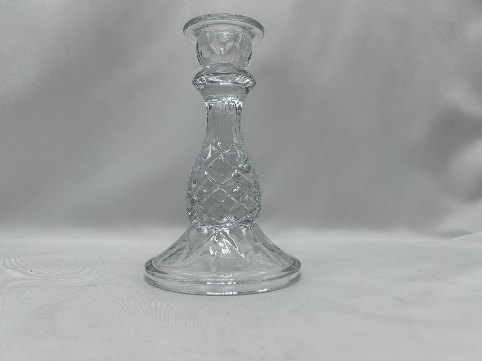 VTG Indiana Glass Crystal Candle Holder Cambridge Pineapple 6″ Tall Candlestick