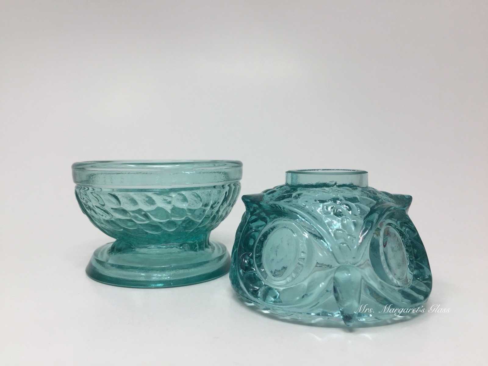 Wilkerson Glass Owl Fairy Lamp Teal Blue UV Pink Glow