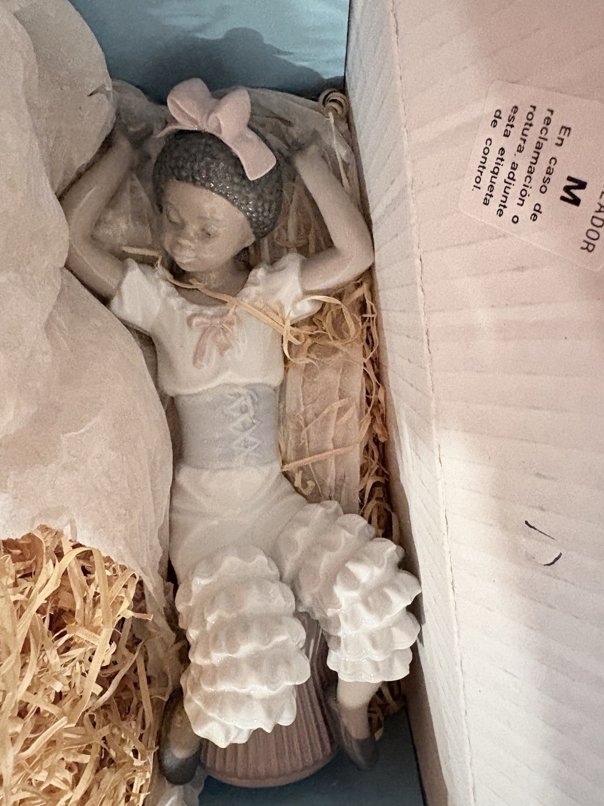 Lladró Naughty Limba 5160 Porcelain Girl Figurine Pink Bow Spain w/ Box