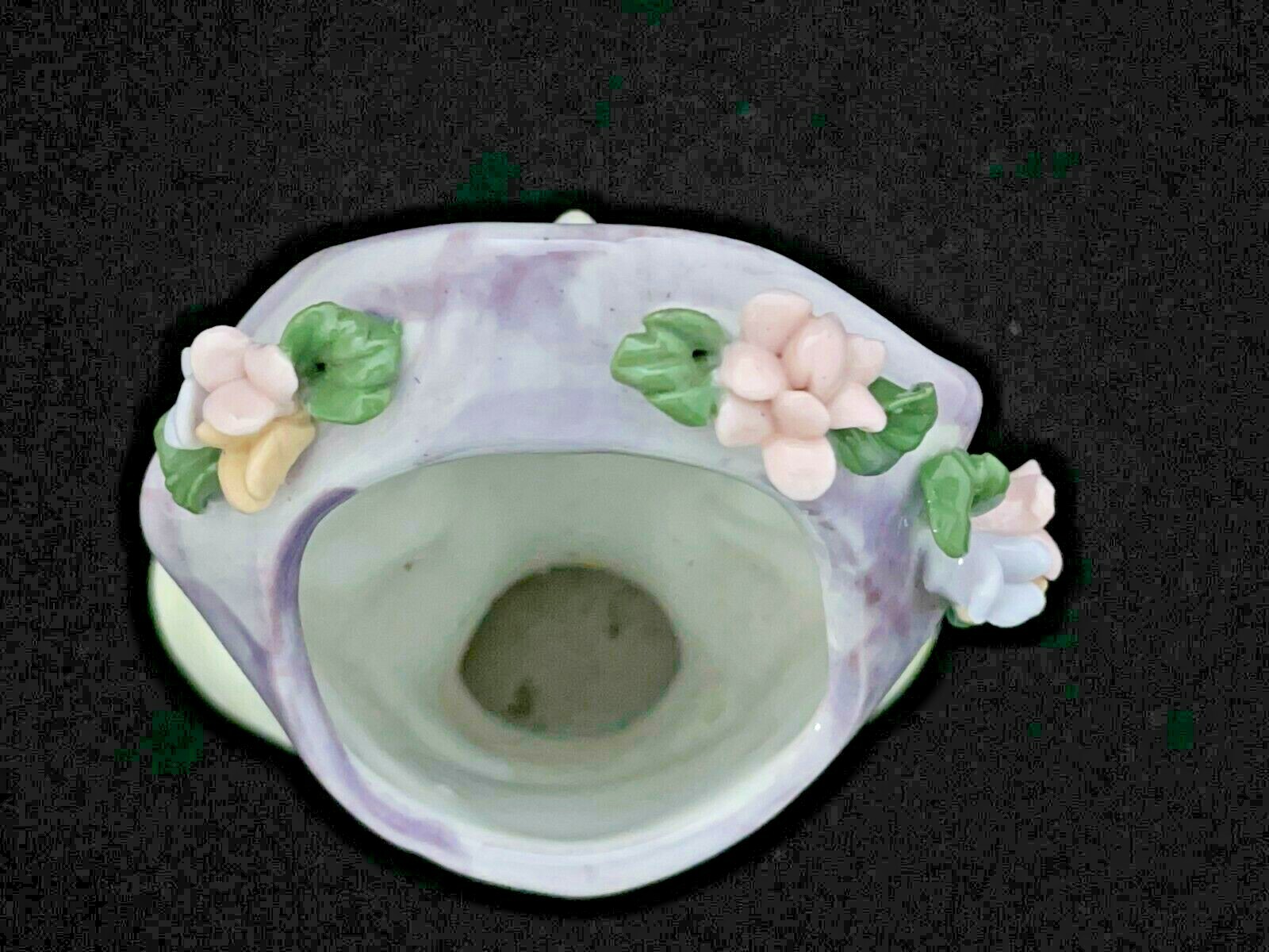 Blond Lady Head w/ Purple Bonnet Hat Bust Ceramic Blue Eyes Vintage Vase Planter
