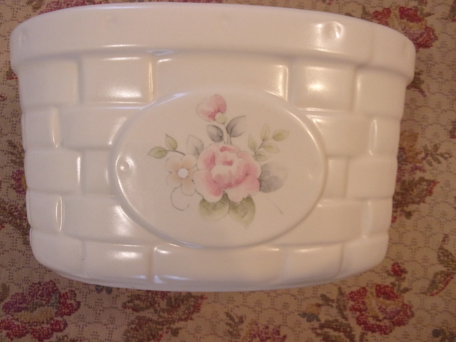 RARE Pfaltzgraff TEA ROSE Oval BASKETWEAVE Planter ? VASE?