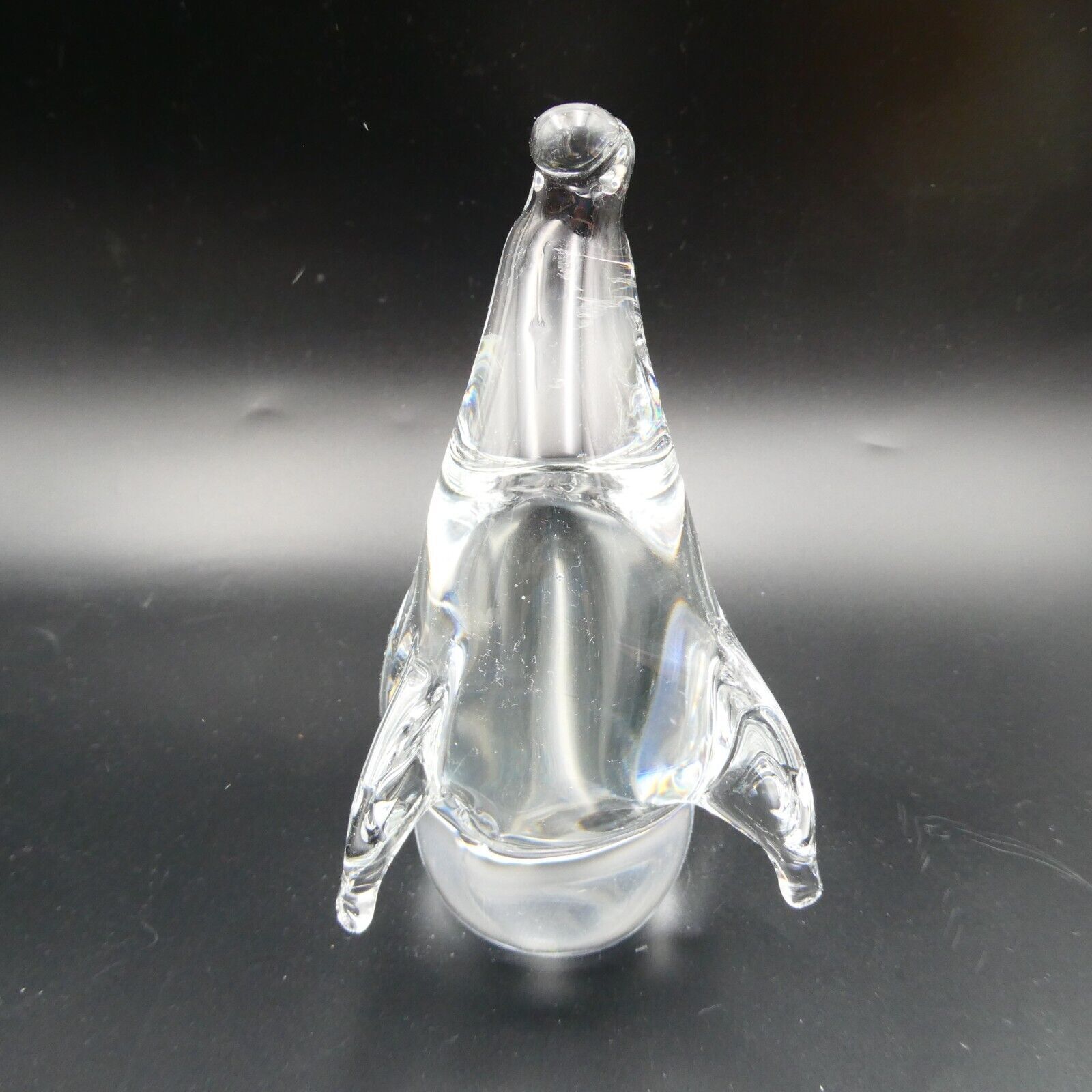 Hand Blown Clear Glass Seal Paperweight Figurine Signed ACC 5 Inch