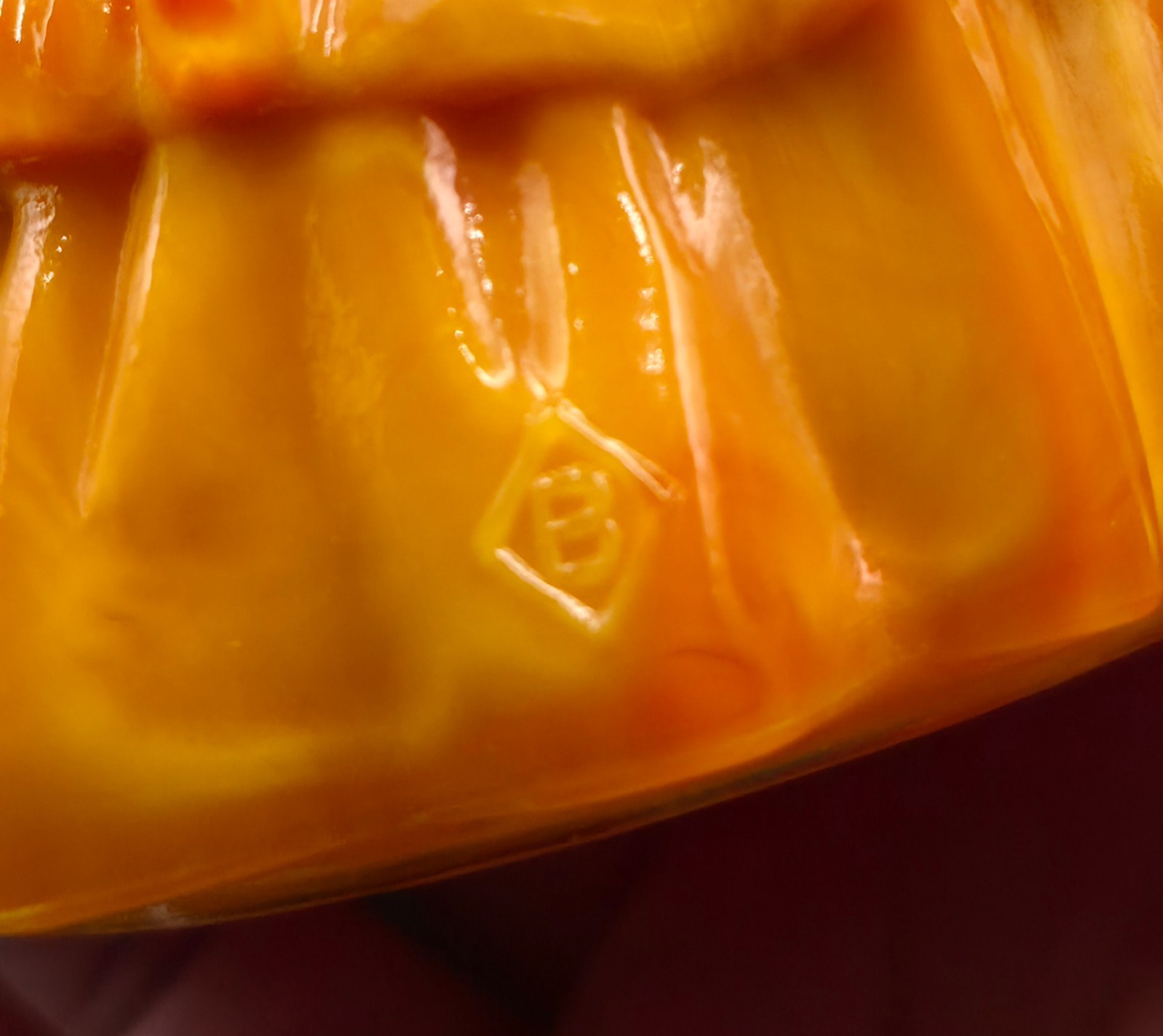 Boyd Art Glass Louise Colonial Doll Marigold Orange Slag 4.5″ UV Reactive GLOWS
