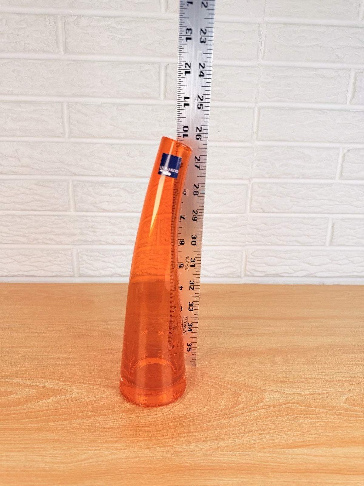 Leonardo Orange Art Glass Bud Vase Curved Modern 10” Germany
