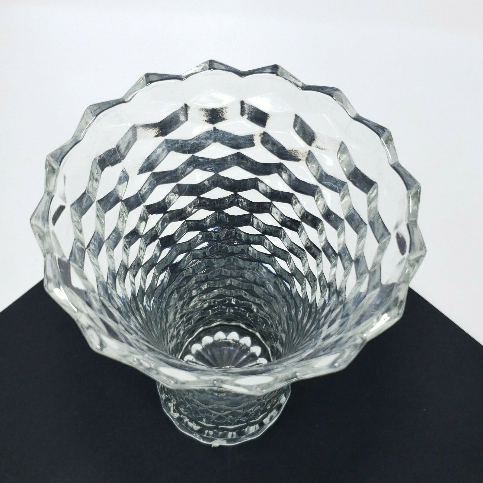 8″ Vintage HOMCO Whitehall Cube Cubist Glass Flared Flowers Vase