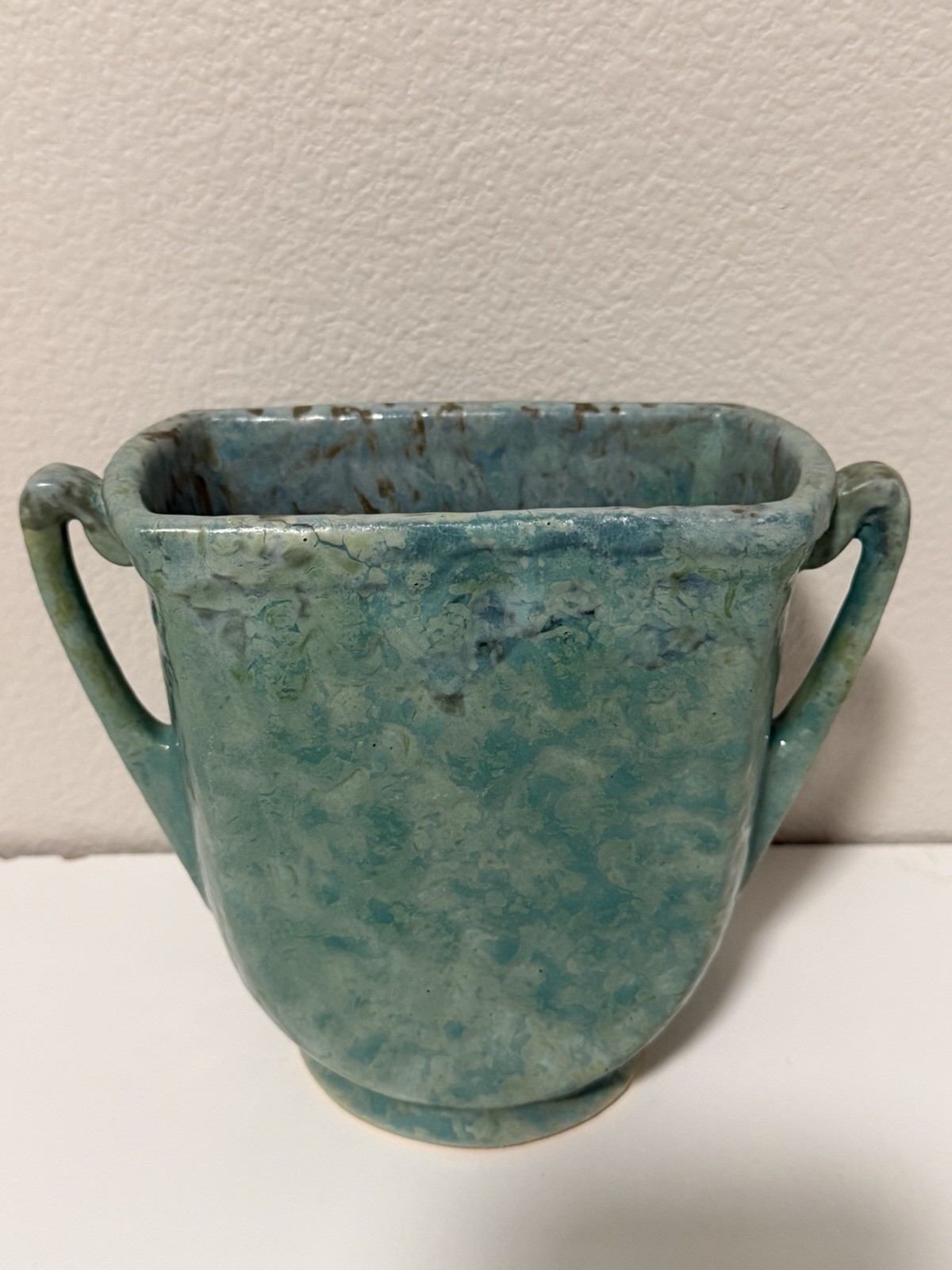 Roseville Art Pottery Carnelian II Glaze Green /Blue Pillow Vase # 53-5” In 1915