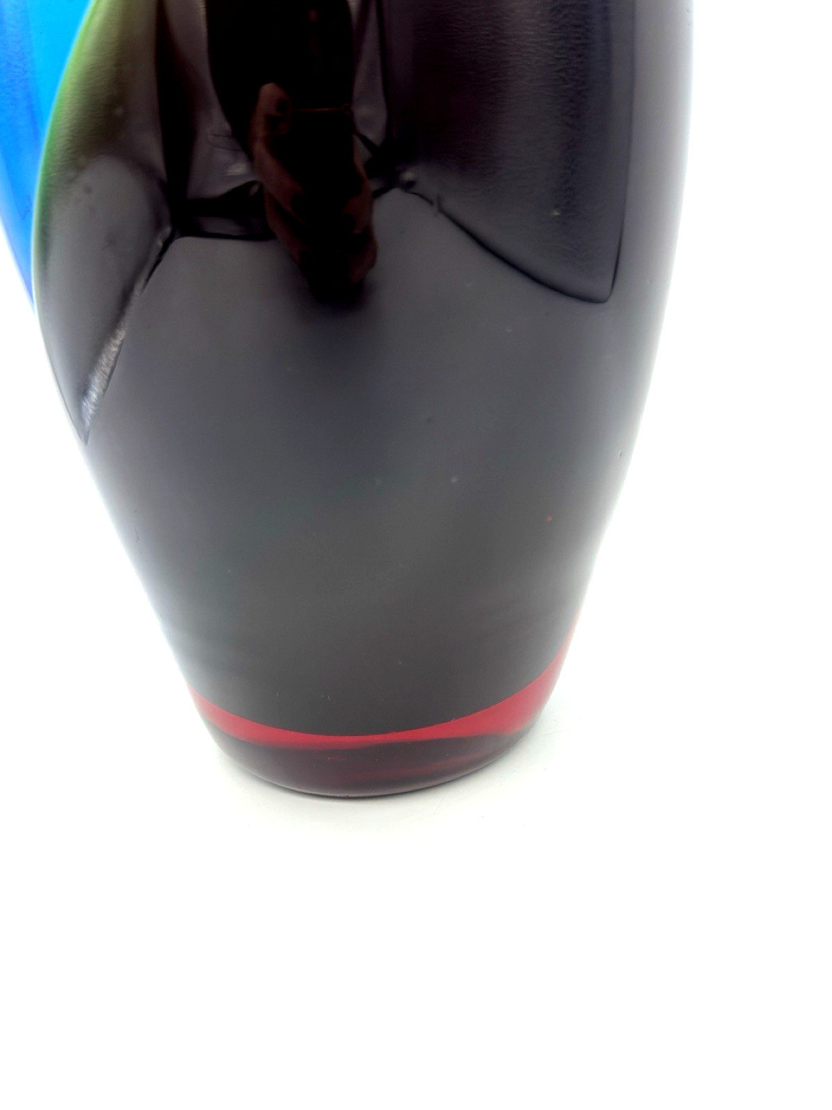 MURANO Style Tapered Layered Vase Blue/Amber /Red 14 inches Tall